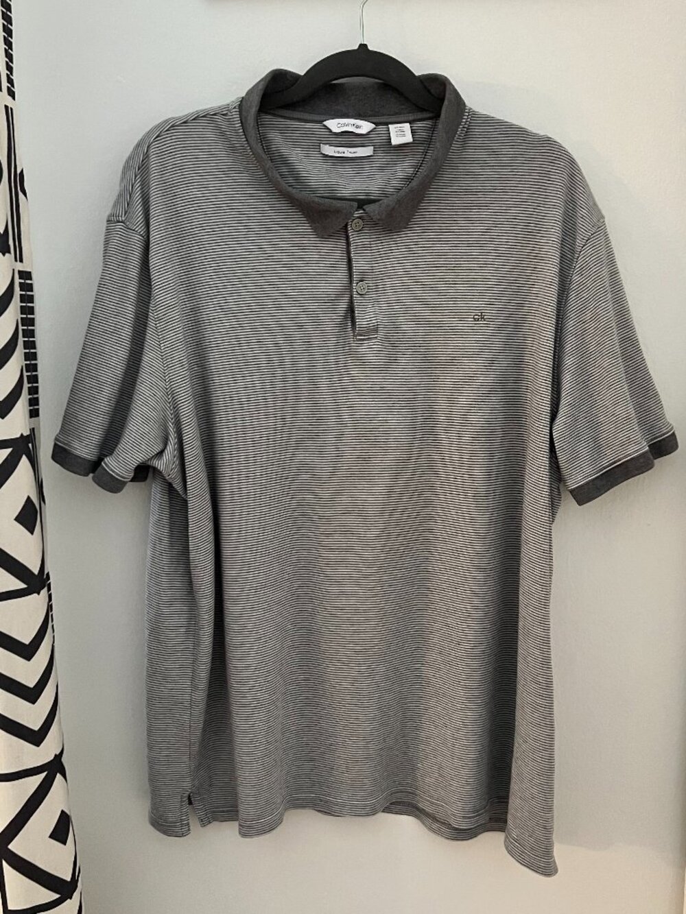 Calvin Klein Liquid Touch Gray Stripe Polo Shirt Men's XXL